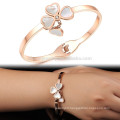 2015 new rose gold four-leaf natural color shell bracelet female Korean wild fashion titanium steel jewelry GH726